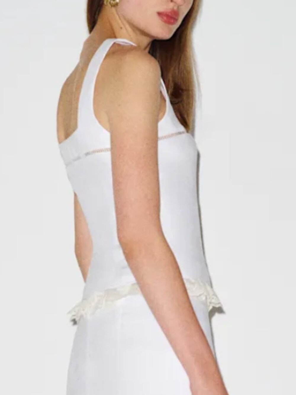 Reformation Nanette Linen Top - White French Lace Causal - Picture 2 of 9